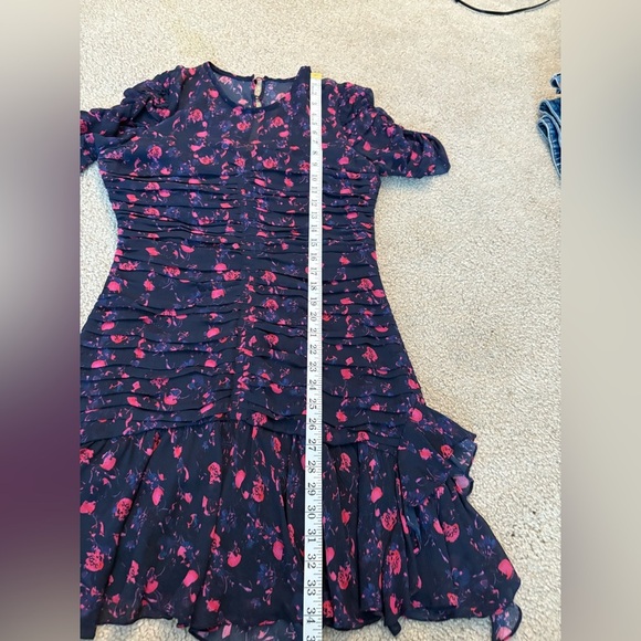 Tanya Taylor Falling Floral Carti silk ruffle boho mini Dress Size 8 - Picture 16 of 16